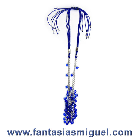Collar Con Rondel Y Cadena, Azul Rey