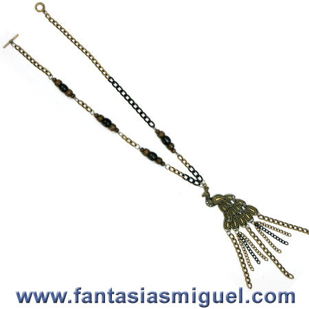 Collar Con Cadena Oro Viejo, Dije De Pavorreal
