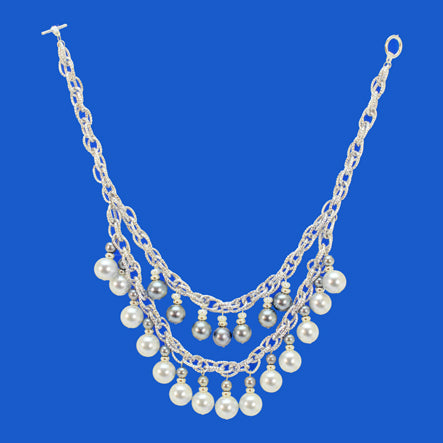Collar Con Perlas Blanco-Gris