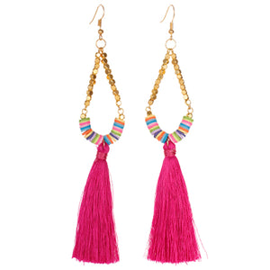 Aretes Multicolor Con Borla