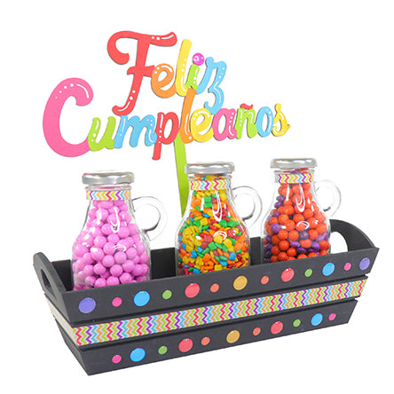 Frasco Con Letrero Feliz Cumpleaños