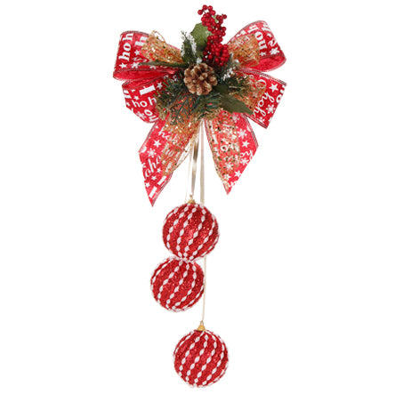 Colgante Con Listón Ho Ho Ho Y Esferas Rojas