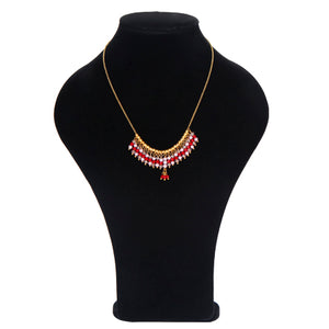 Collar De Cadena Con Engarces De Cristales Y Perlas
