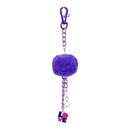 Llavero Love Rosa-Morado Con Pom Pom