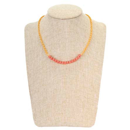 Collar De Cadena Oro Con Perlas Destello Rosado