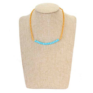 Collar De Cadena Oro Con Perlas Destello Azul