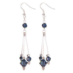Aretes Largo Plata Con Cristal Precioso