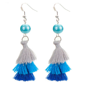 Aretes Con Tres Borlas Y Perlas