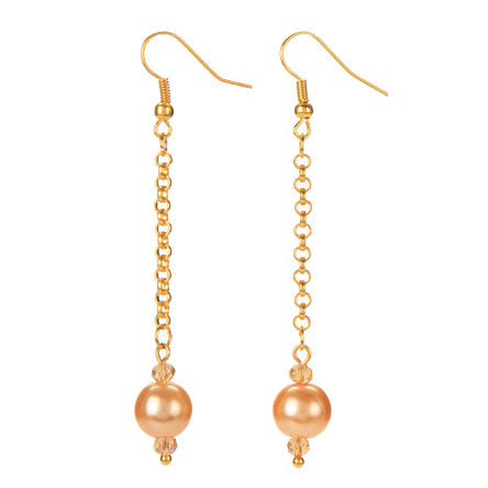 Aretes Largos De Cadena Con Perlas Cristal Topacio
