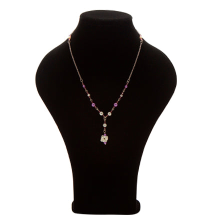 Collar De Cadena Con Perla Blanco-Lavanda