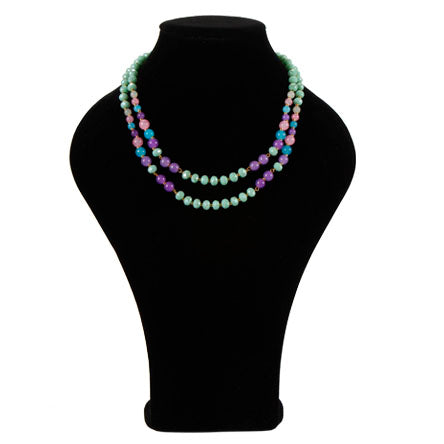 Collar Doble De Engarces Con Cuentas Redonda Multicolor