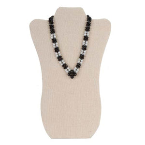 Collar De Rondeles Y Perlas Negro/Plata