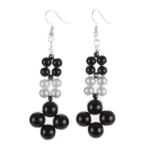 Aretes Con Perlas Negras Y Perlas Destellos Blancas