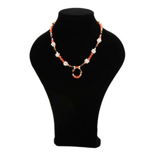 Collar De Rondeles Topacio/ Miel/ Marfil Y Cuenta Brillante Coral