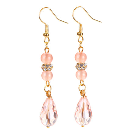 Aretes Colgante Coral Con Cuenta Gota
