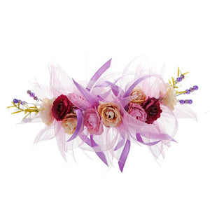 Adorno Para El Cabello Con Rosas Crema-Morado