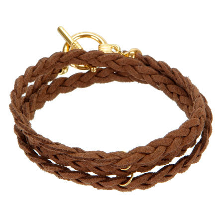Pulsera Triple Tejida Con Cordón Café