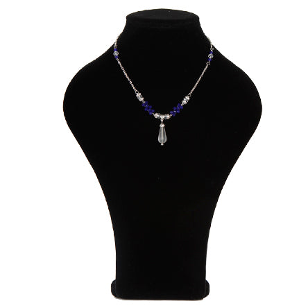 Collar Con Cristal Gota Y Rondel Azul