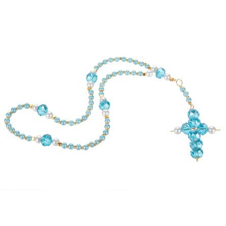 Rosario Azul Turquesa Con Rondel Cristal