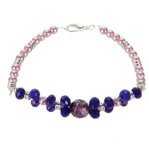 Pulsera Con Rondel Facetado Y Perlas Lavanda