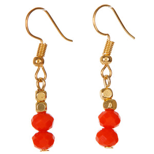 Aretes Con Rondel Naranja/Oro