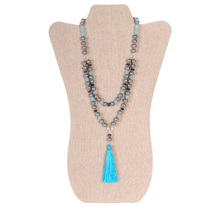 Collar De Perlas Gris/Azul