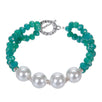 Fantasías Miguel Clave:SZ45 Pulsera De Perlas Blancas Y Rondeles Jade