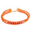 Fantasías Miguel Clave:SZ63 Pulsera Naranja Triple Tejida Con Cristales Rojos