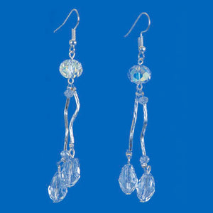 Aretes De Cristales Y Tubitos Plata
