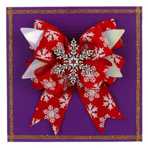 Moño Rojo Con Adorno Copo De Nieve Y Material Iris