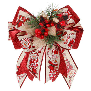 Moño Navideño Con Listón De Yute Impreso