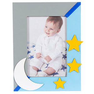 Porta Retrato Bautizo Niño Gris Azul