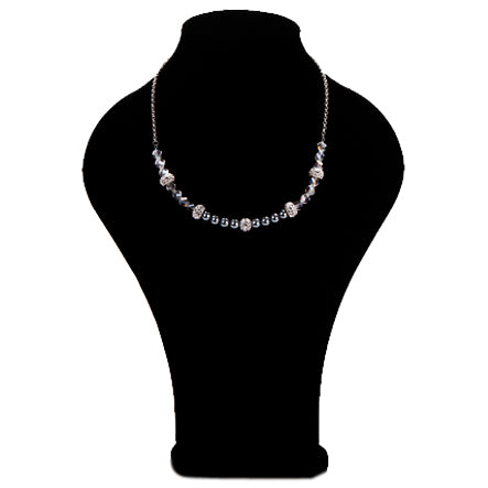Collar De Cadena Plata Con Perlas Gris