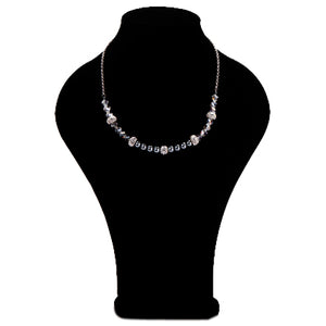 Collar De Cadena Plata Con Perlas Gris