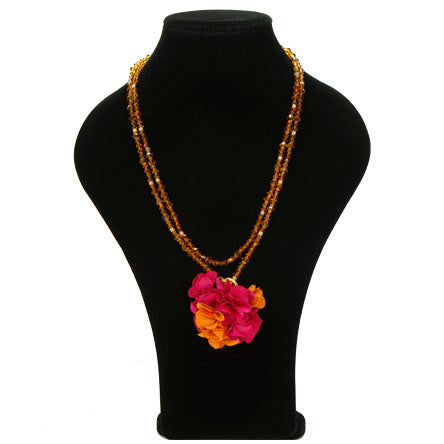 Collar Doble De Cristales Con Dijes Fiusha/Oro