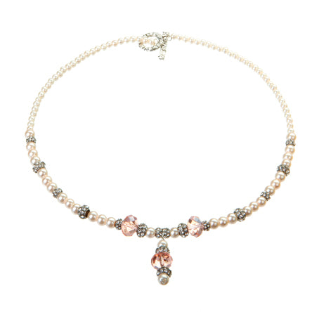 Collar De Perlas Con Rondel De Cristales