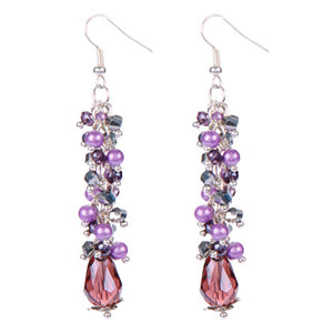 Aretes Largo Lavanda Con Cristal Gota