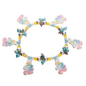 Pulsera De Rondeles Multicolor Y Dijes De Unicornio