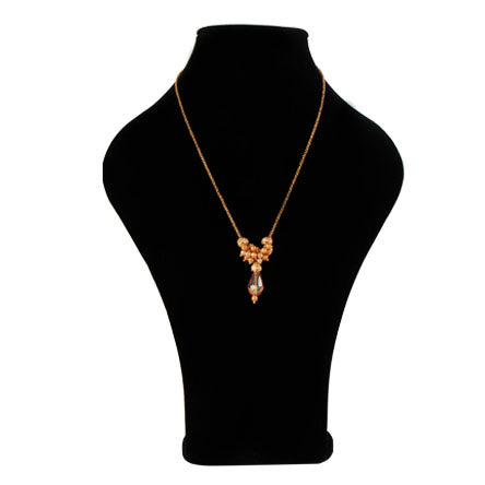 Collar De Cadena Con Perlas Destello Café Claro